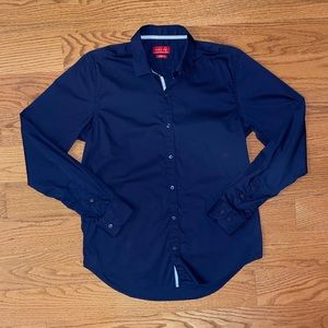 Zara Blue Button-Up Super Slim Fit Shirt - Size Large